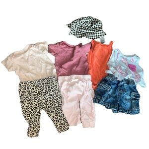 Girls, summer or spring time outfit bundle with giraffes leopard,  sun hat